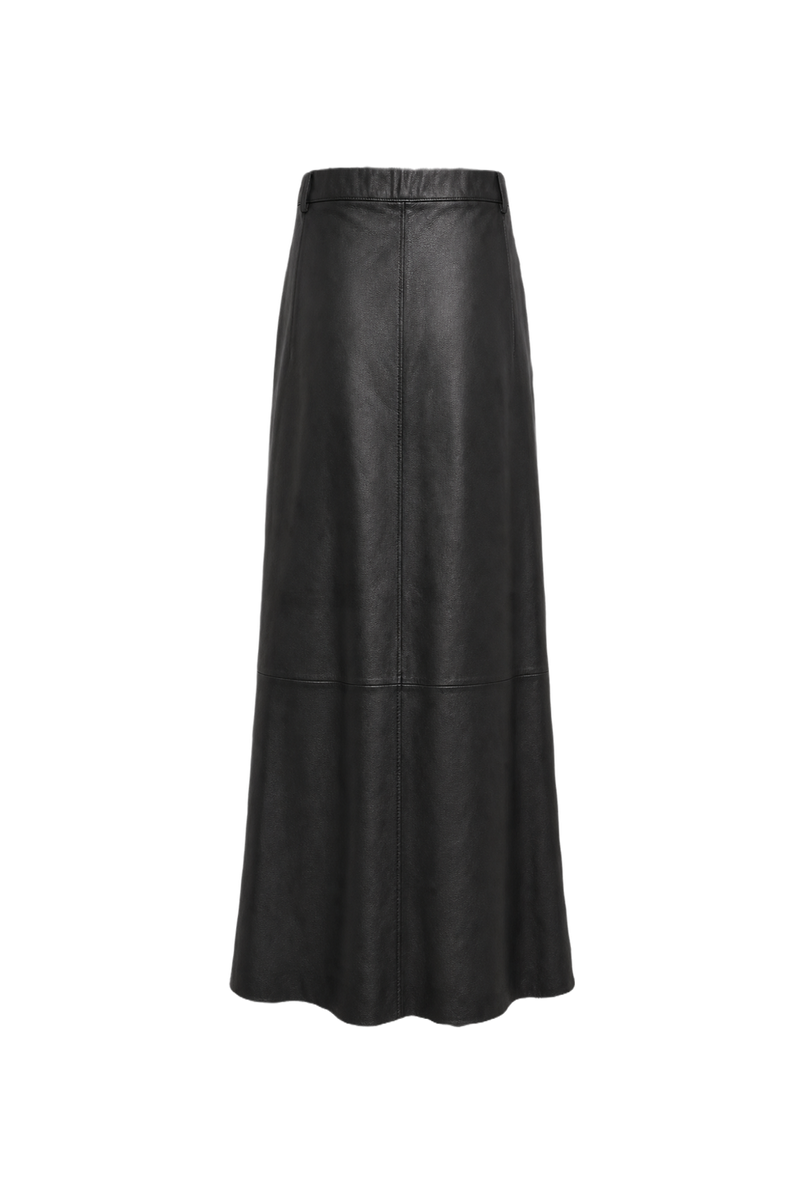 1990s Black Leather Skirt - Back View
