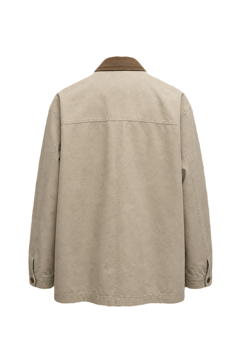 1990s Beige Nylon Blend Jacket - Back View