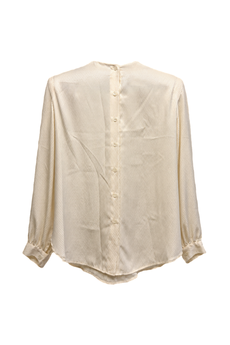 1980s Cream Silk Blend Blouse - Back View