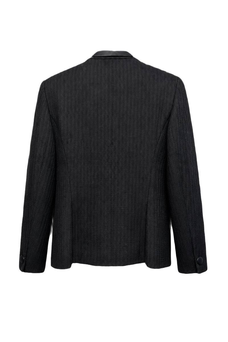 1980s Black Wool Blend Blazer - Back View