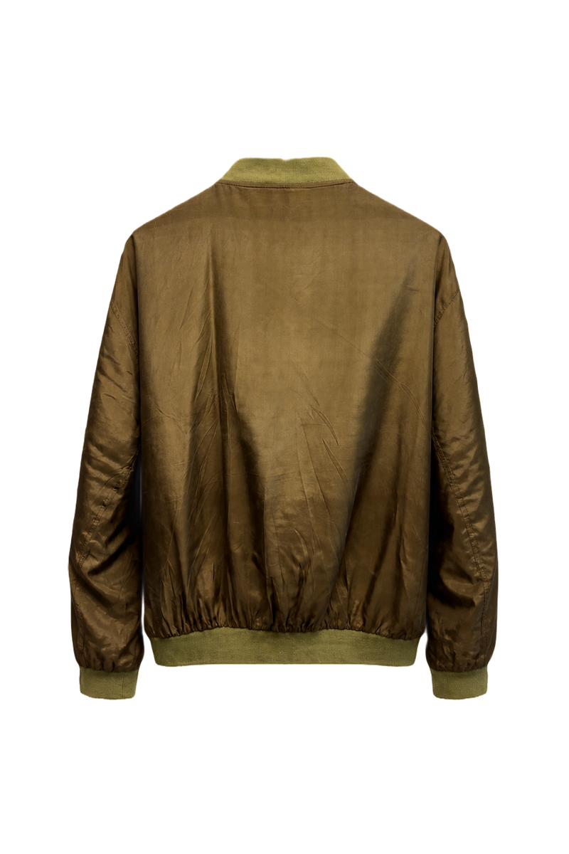 1980s Olive Nylon Jacket - Back View