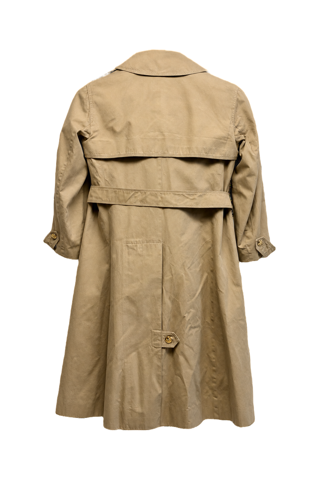 1980s Beige Smooth Trench Coat - Back View