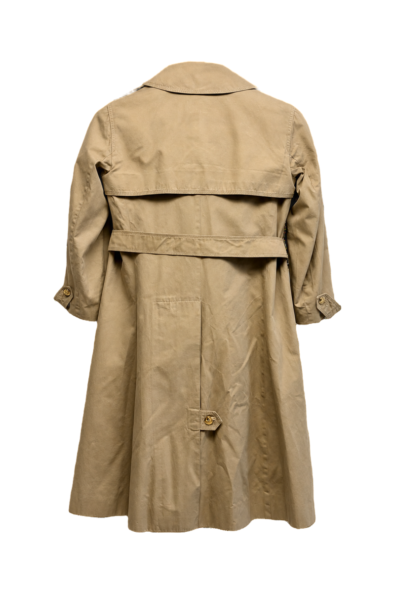 1980s Beige Smooth Trench Coat - Back View