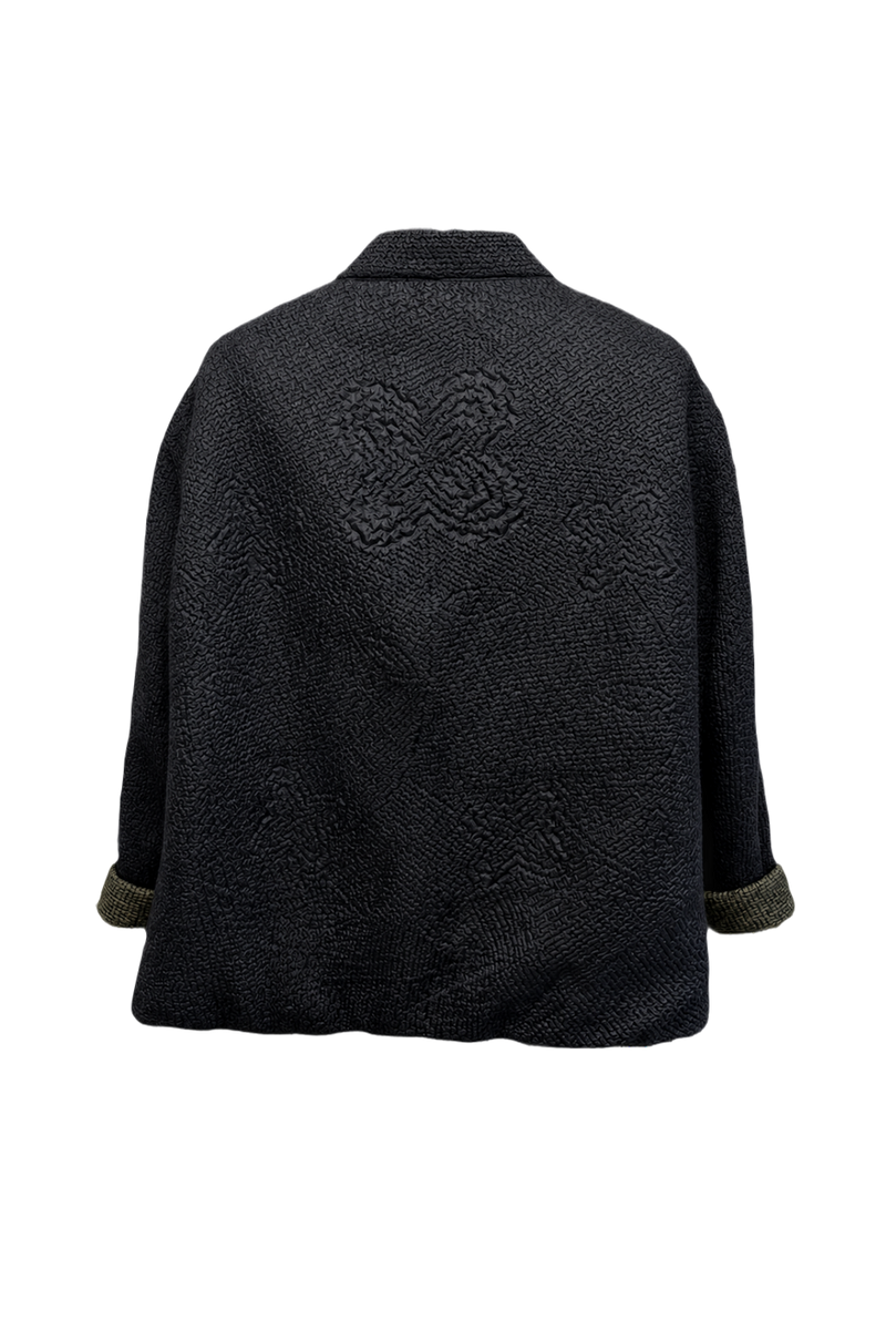 1990s Dark Gray Wool Blend Jacket - Back View