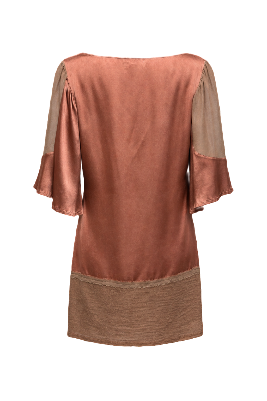 1970s Dusty Rose Silk Blend Mini Dress - Back View