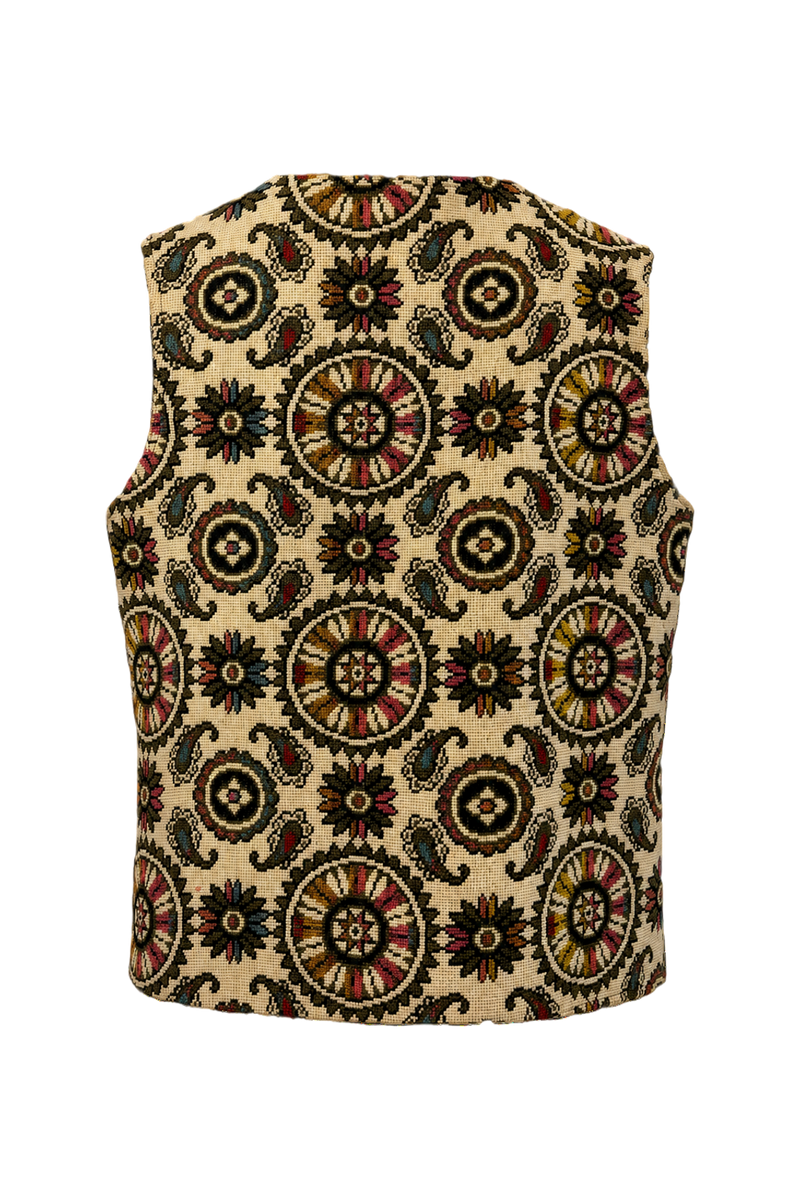 1970s Cream Cotton Blend Vest - Back View
