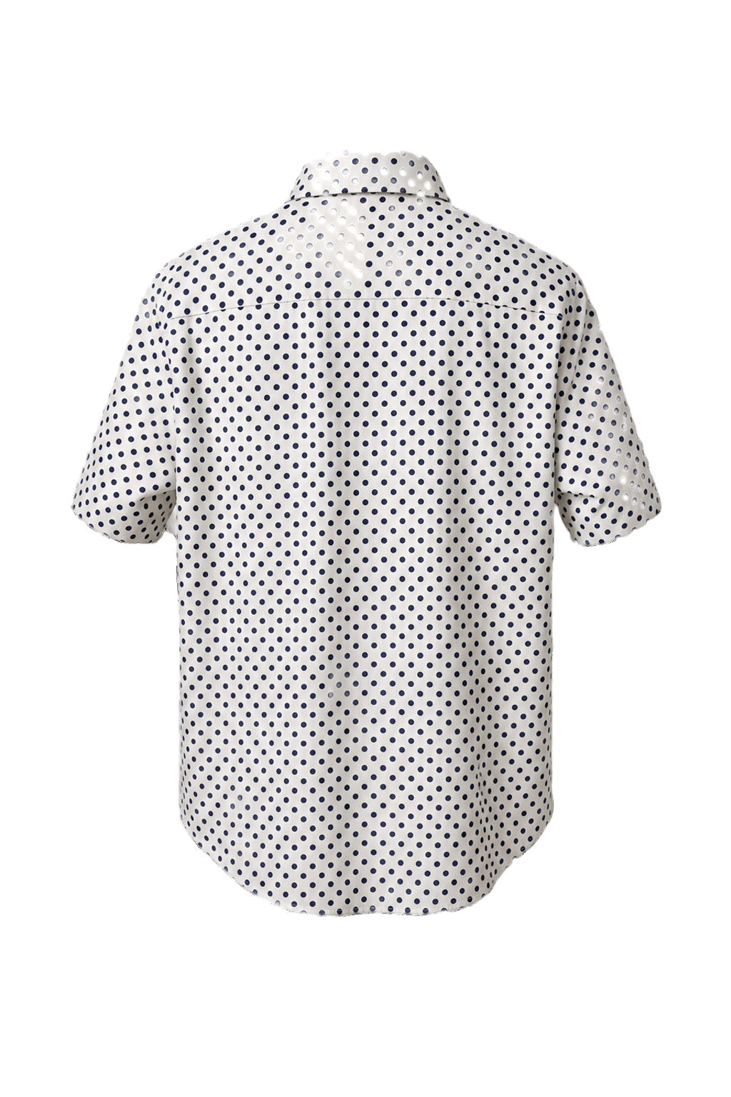 [1980s] White Cotton Polka Dot Shirt - Back View
