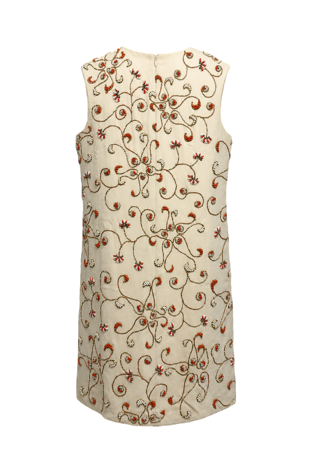 1960s Cream Silk Blend Shift Dress - Back View