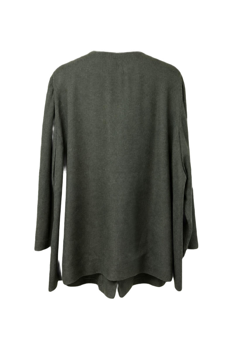 1990s Dark Green Wool Blend Coat - Back View