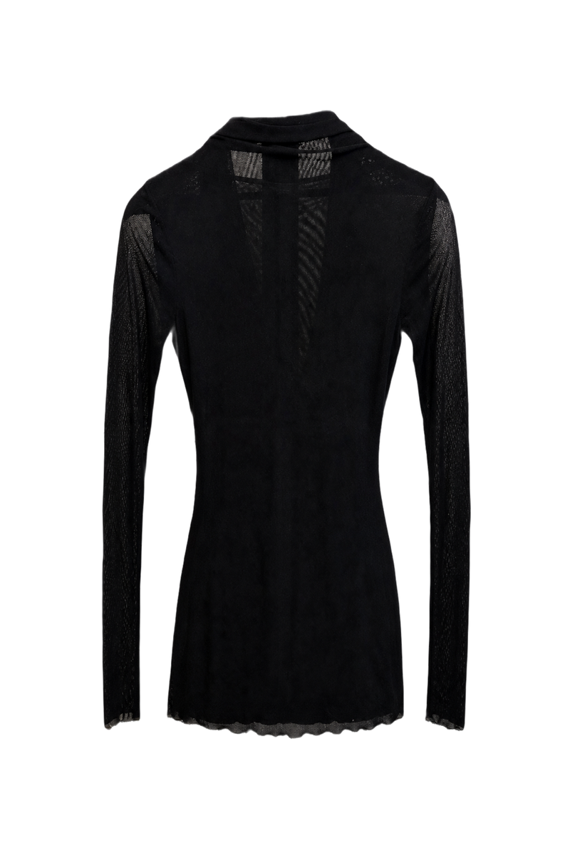 1990s Black Polyester Blend Top - Back View