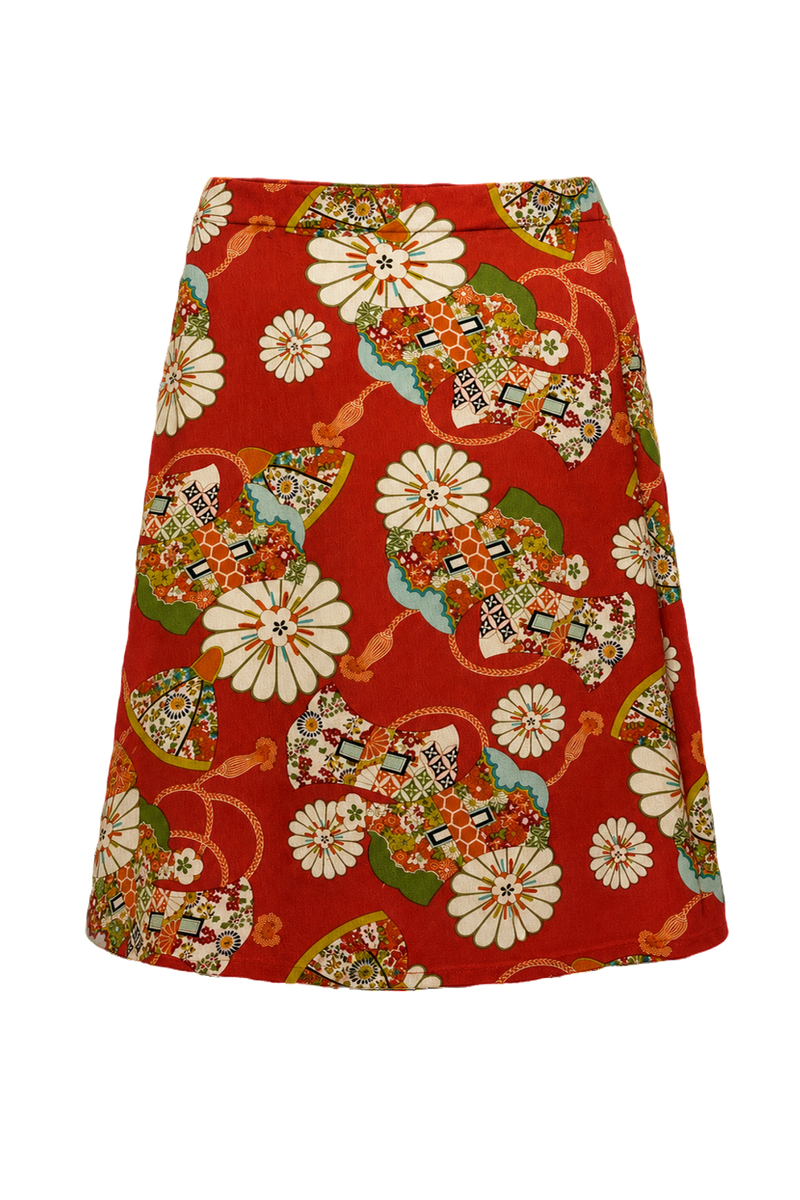 1970s Red Cotton Skirt - Back View