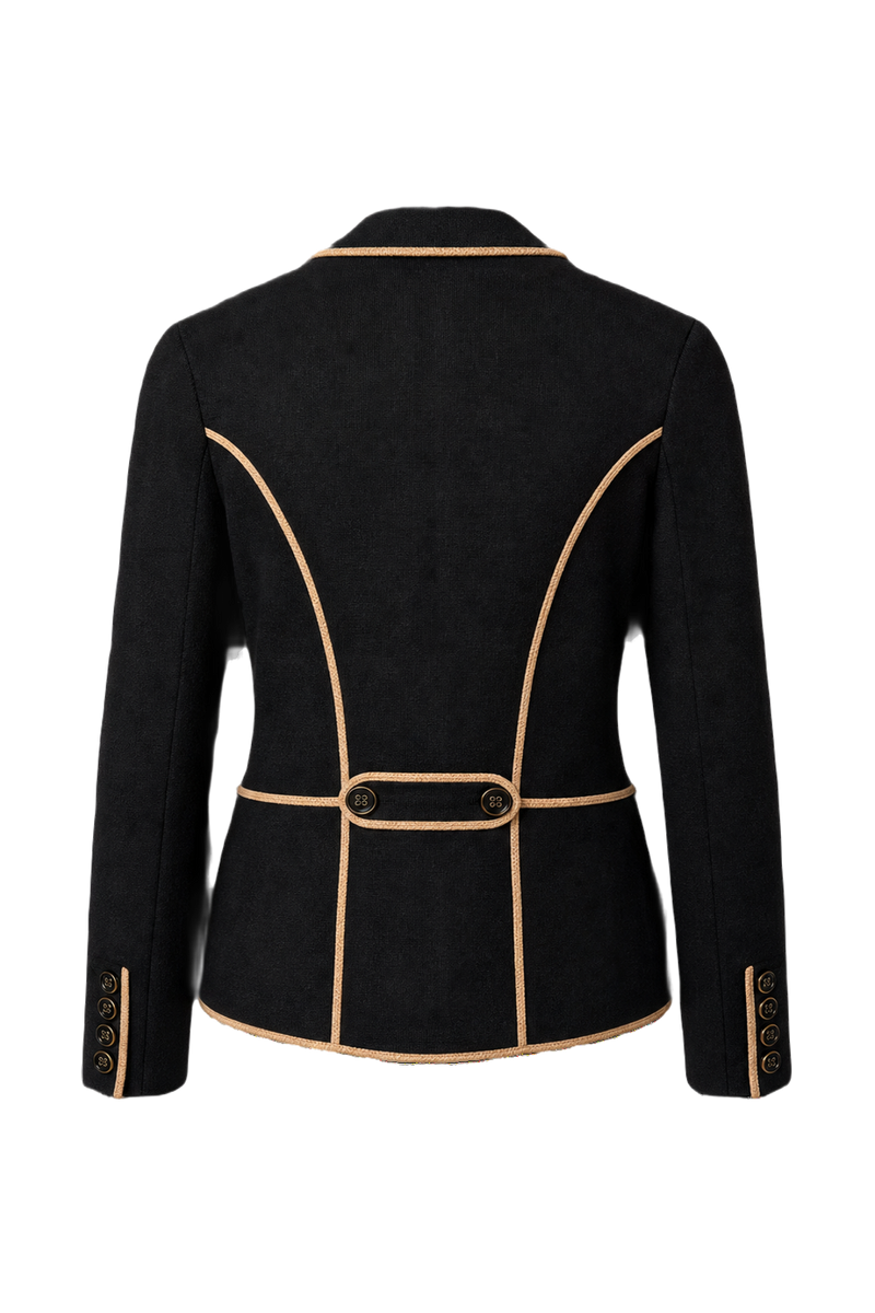 1980s Black Wool Blend Blazer - Back View