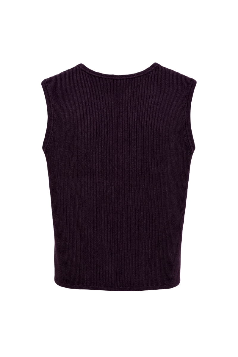 1990s Dark Plum Wool Blend Tank Top - Back View