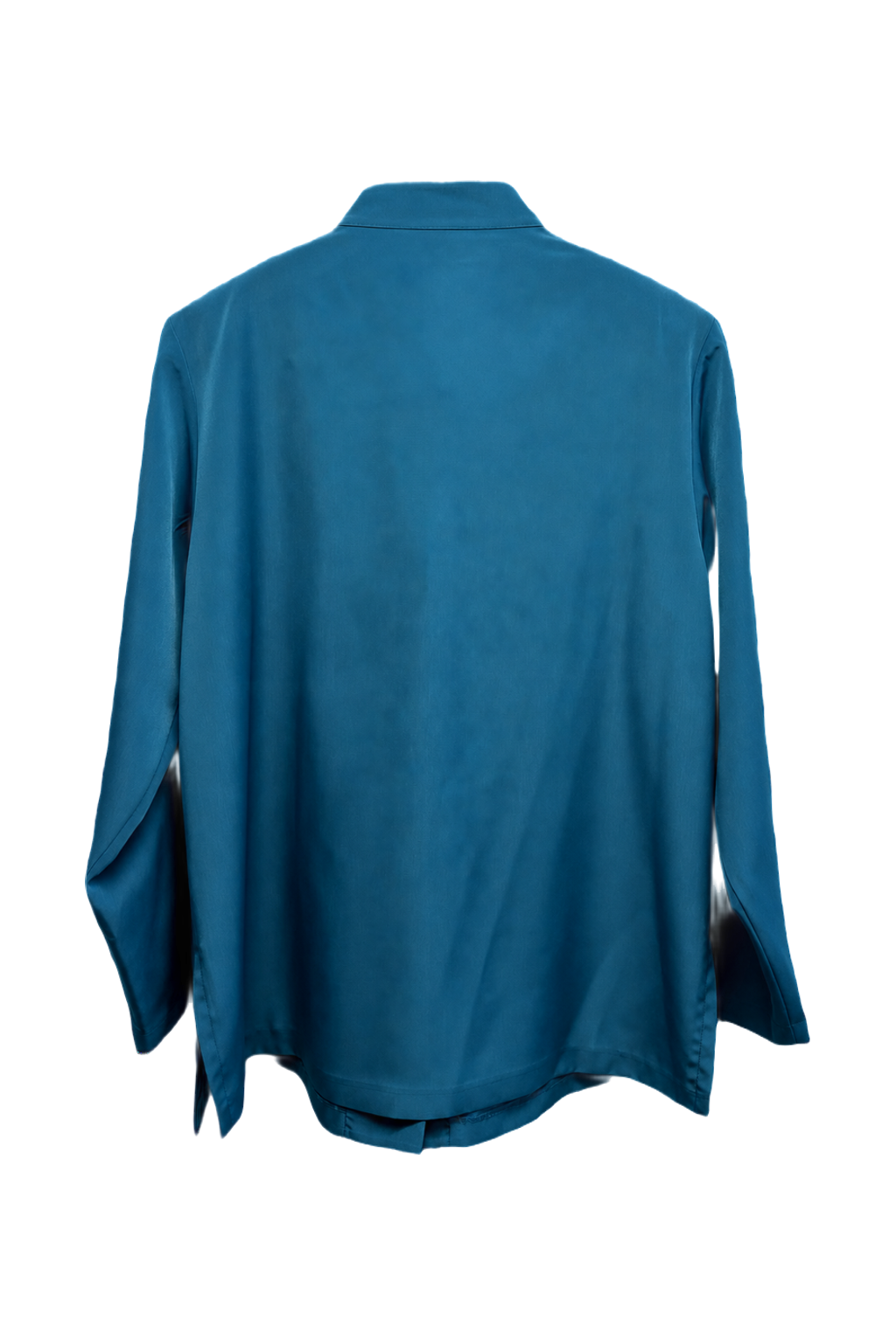 1980s Teal Cotton Blend Shirt - Back View