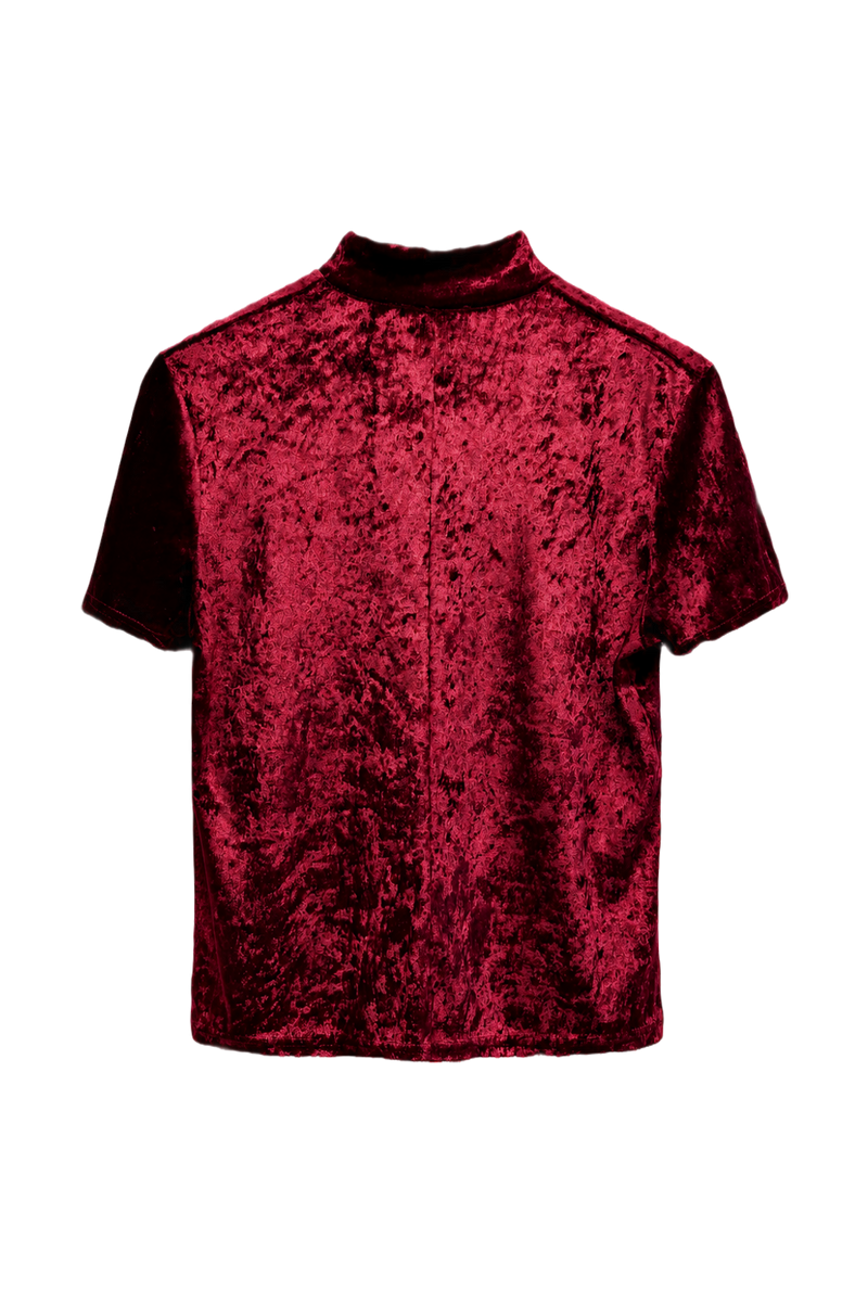 1980s Burgundy Velvet T-shirt - Back View