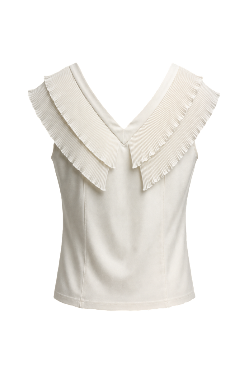 1980s Cream White Polyester Blouse - Back View