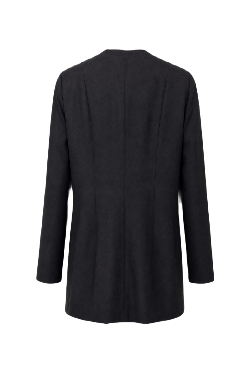 [1980s] Black Wool Blend Blazer - Back View