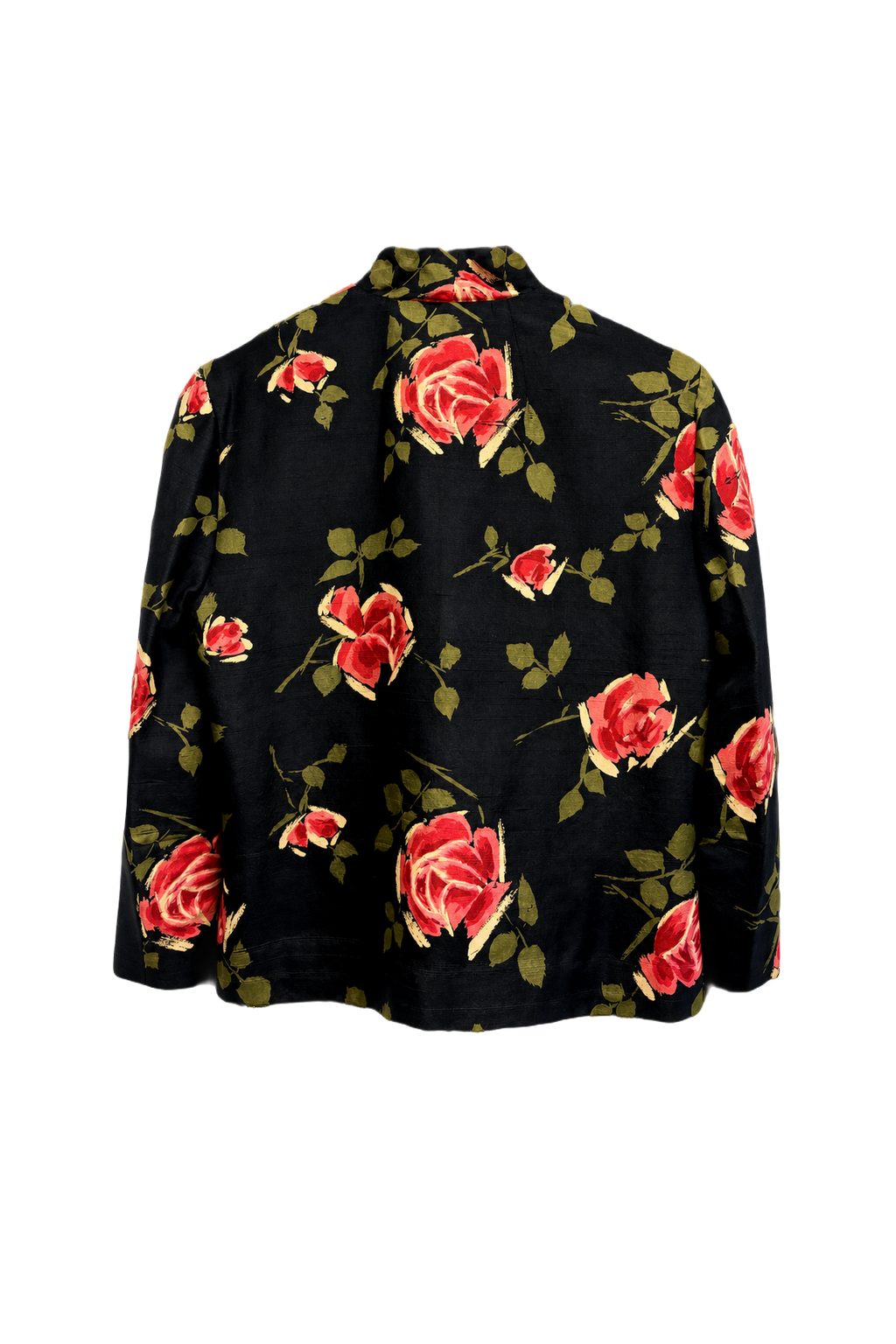 1980s Black Silk Blend Jacket - Back View