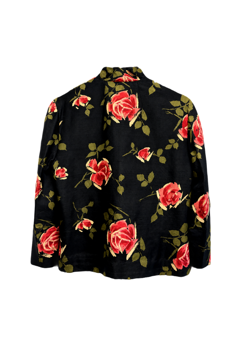 1980s Black Silk Blend Jacket - Back View