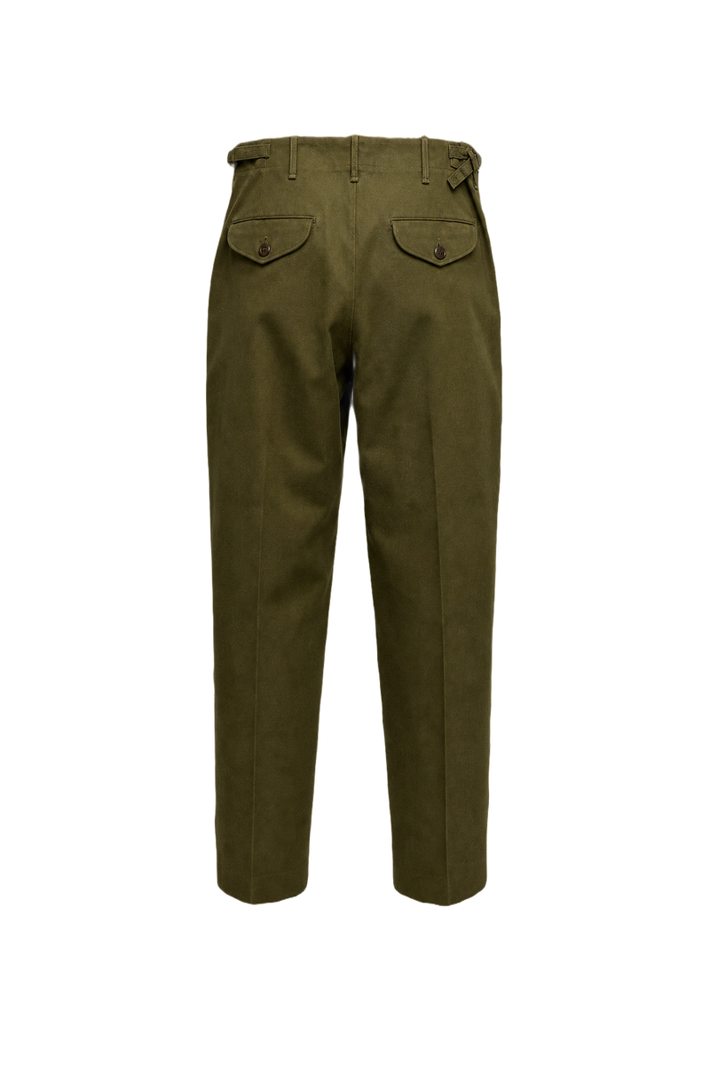 1940s Olive Green Cotton Trousers - Back View