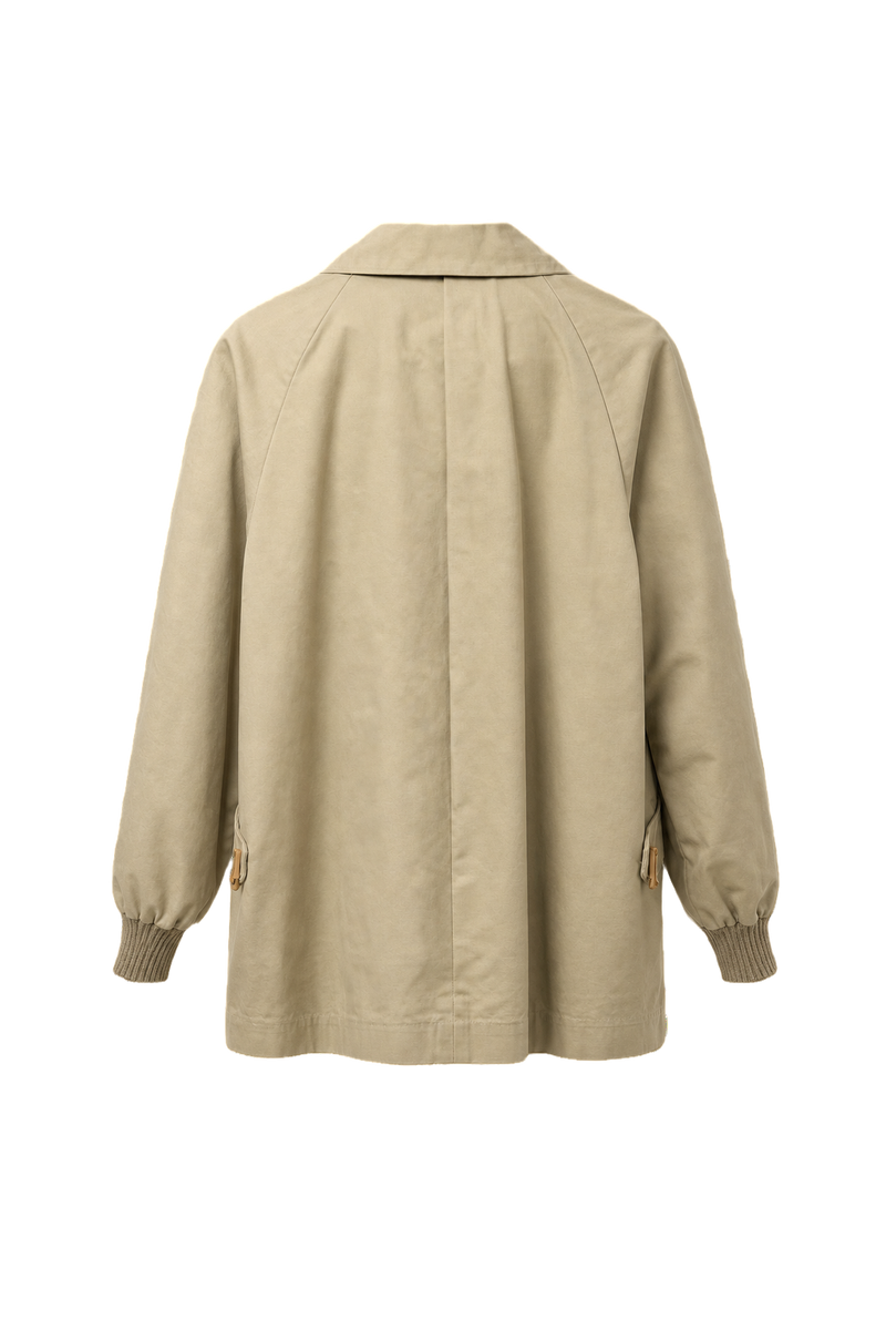1970s Beige Cotton Blend Coat - Back View
