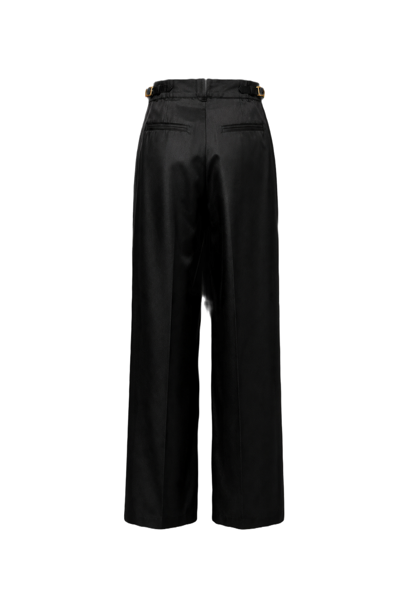 1990s Black Wool Blend Trousers - Back View