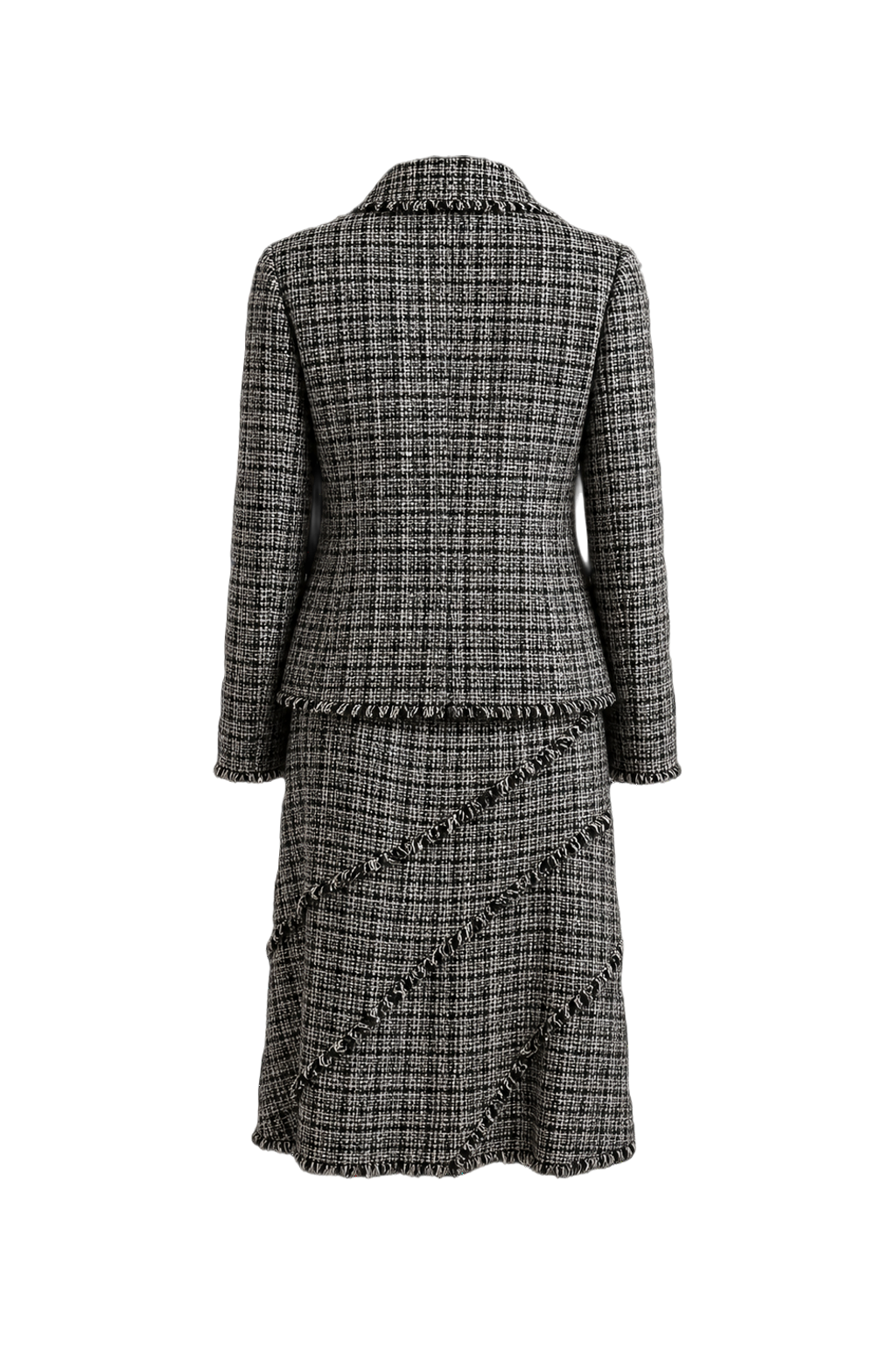 1980s Black and White Tweed 2-Piece Set - Back View