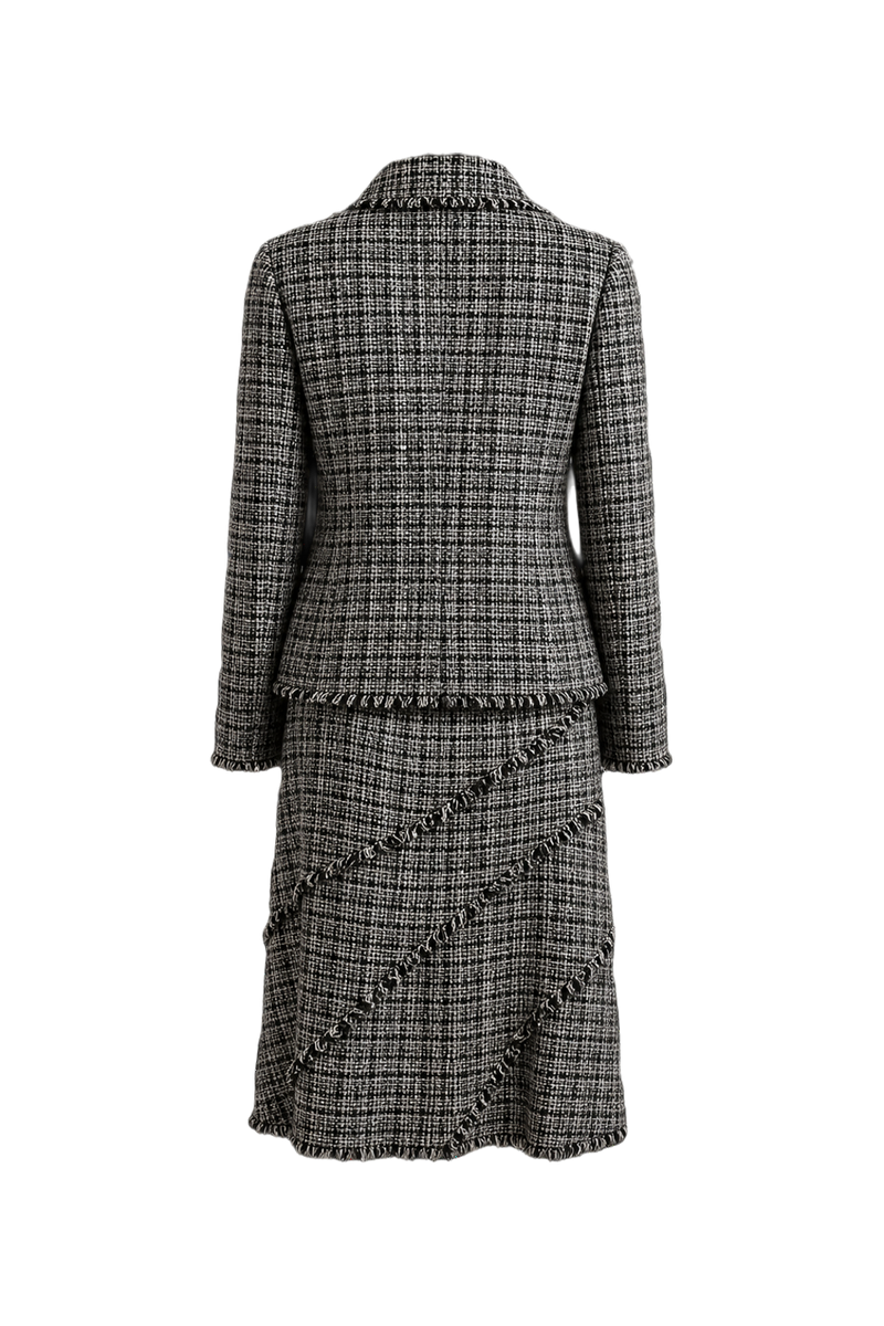 1980s Black and White Tweed 2-Piece Set - Back View