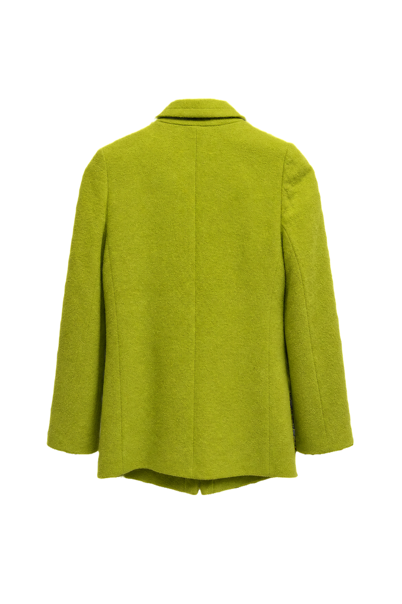 1980s Lime Green Wool Blend Blazer - Back View