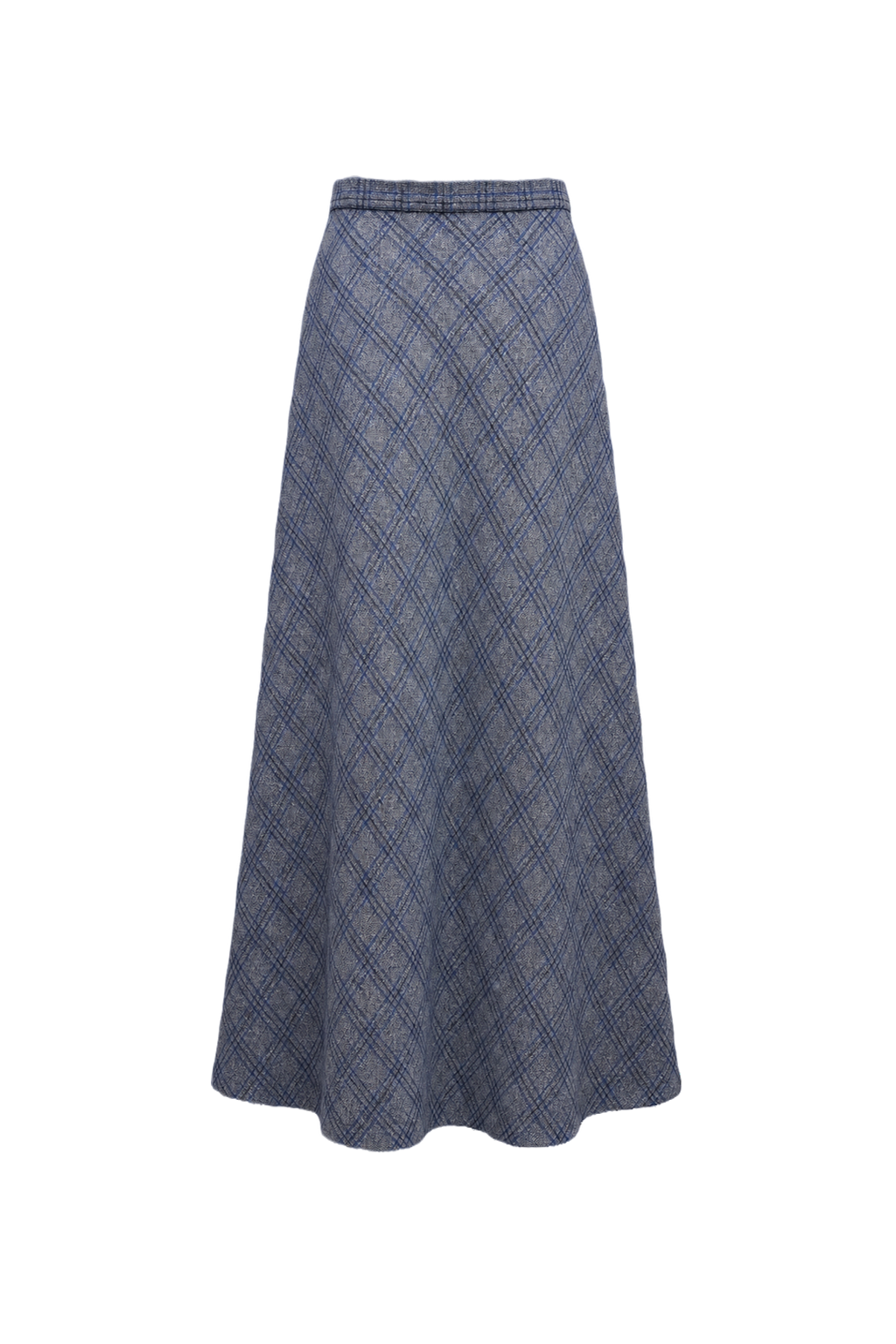 1970s Blue Cotton Blend Skirt - Back View