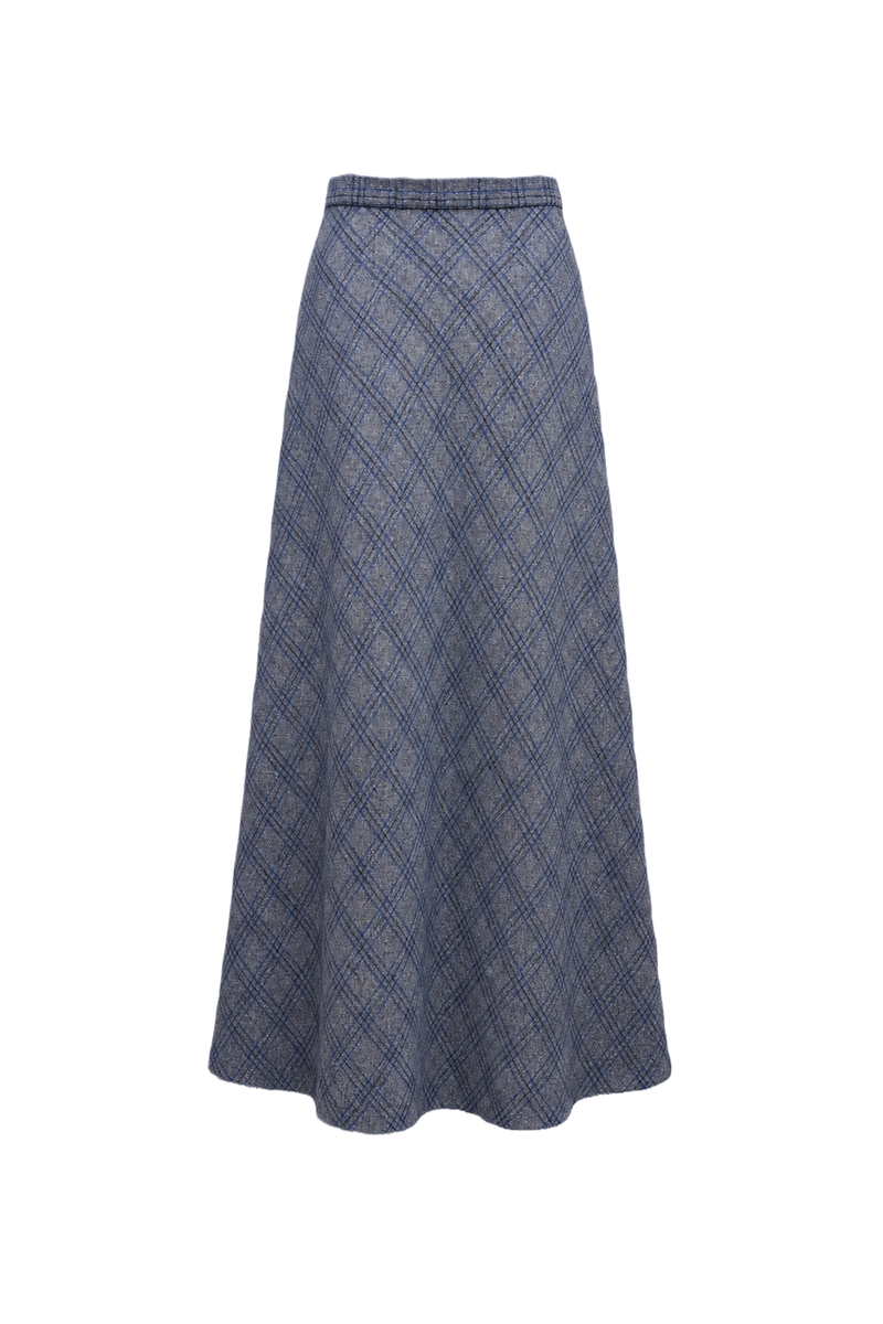 1970s Blue Cotton Blend Skirt - Back View