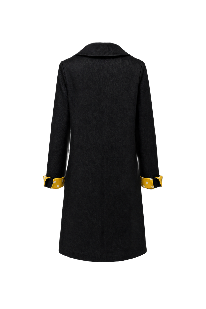 1970s Black Polyester Shift Dress - Back View