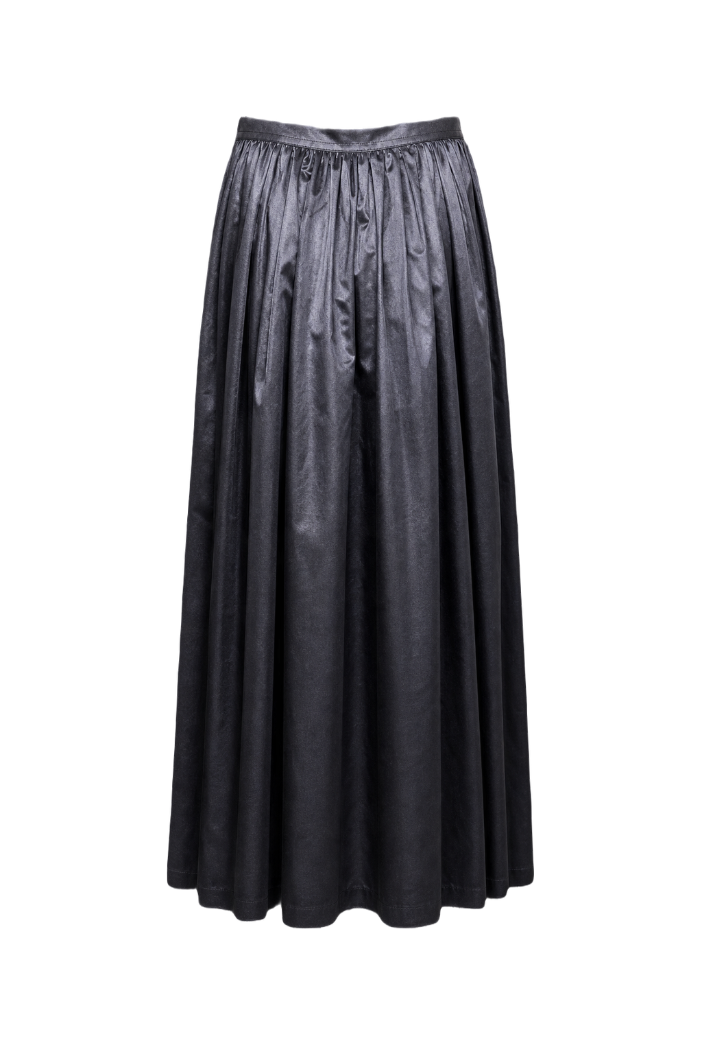 1950s Charcoal Gray Silk Skirt - Back View