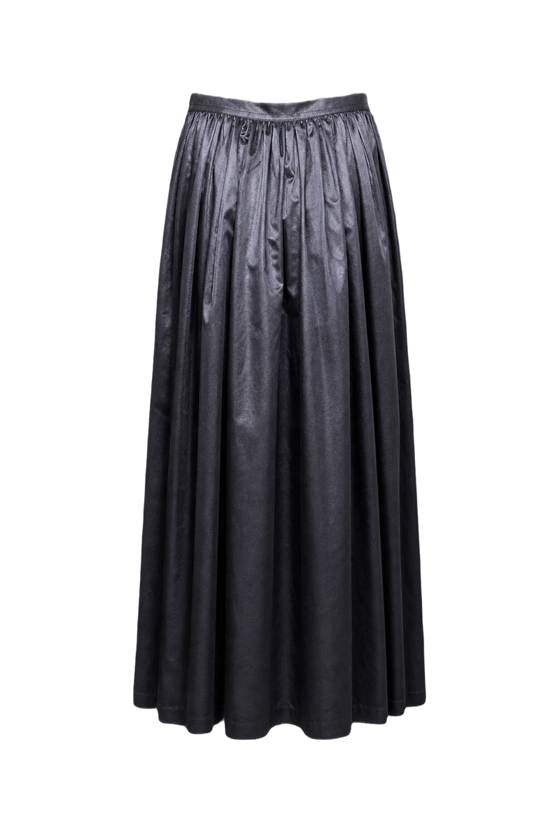 1950s Charcoal Gray Silk Skirt - Back View