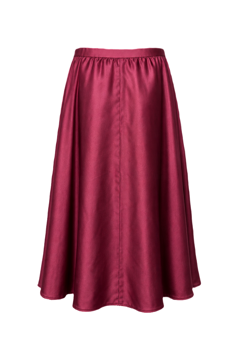 1970s Burgundy Satin Skirt - Back View
