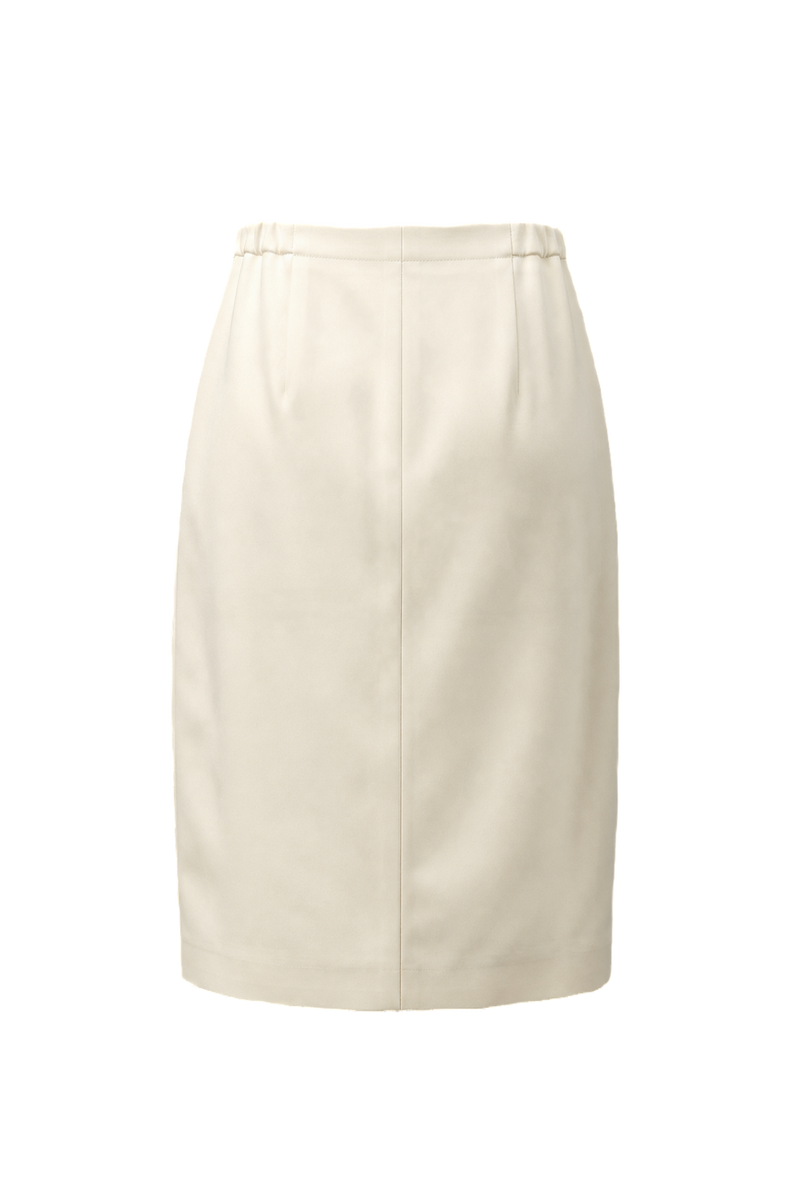 1980s Cream Polyester Skirt - Back View