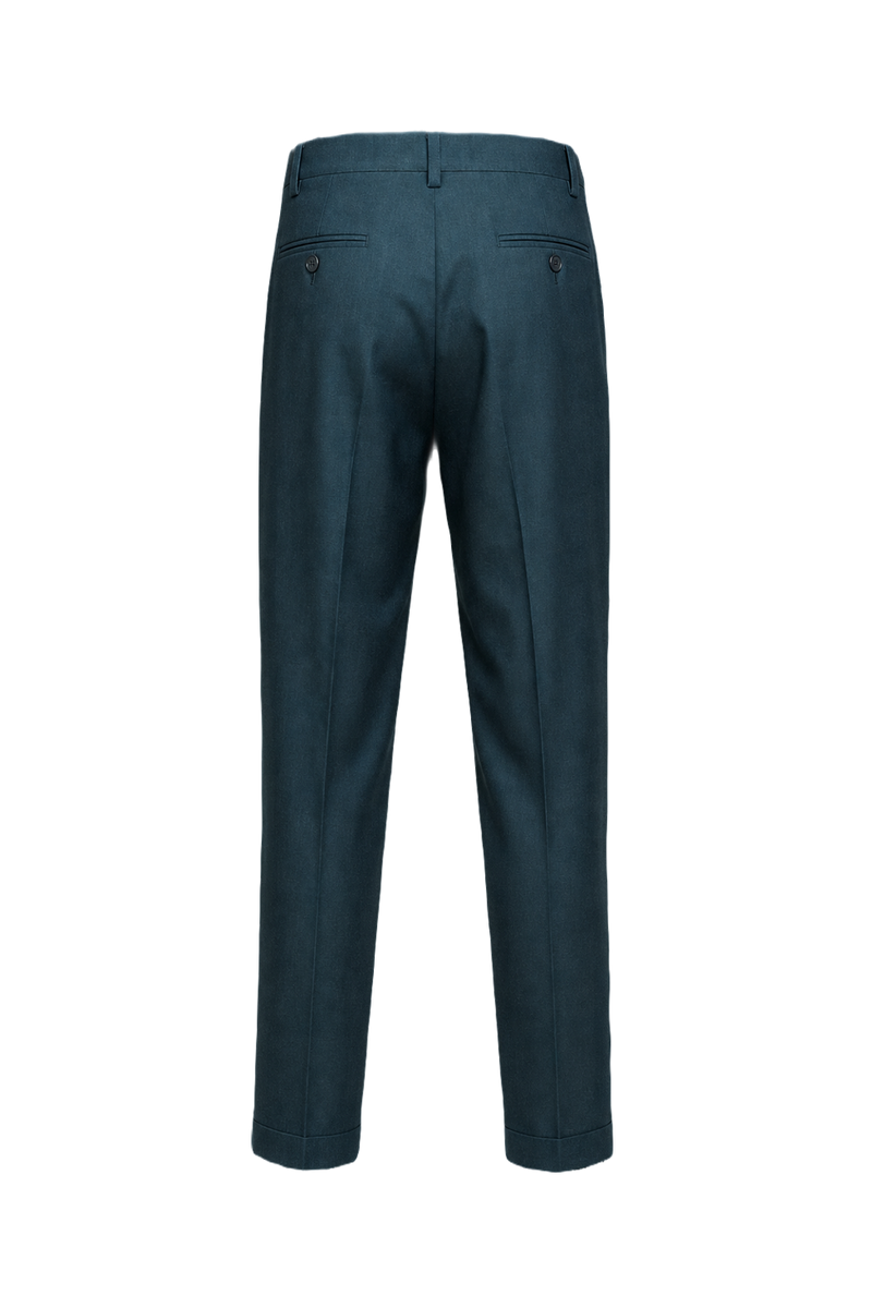 1960s Teal Wool Blend Trousers - Back View