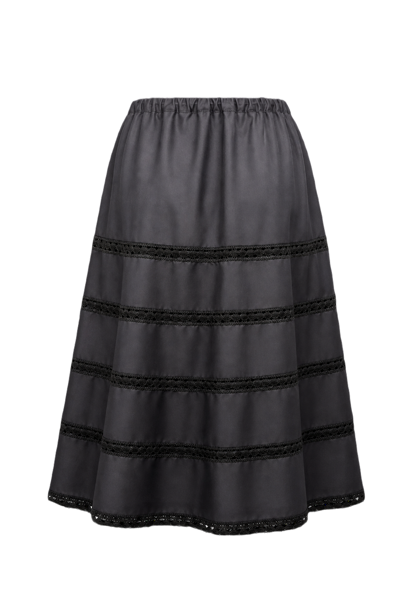 1950s Black Polyester Skirt - Back View