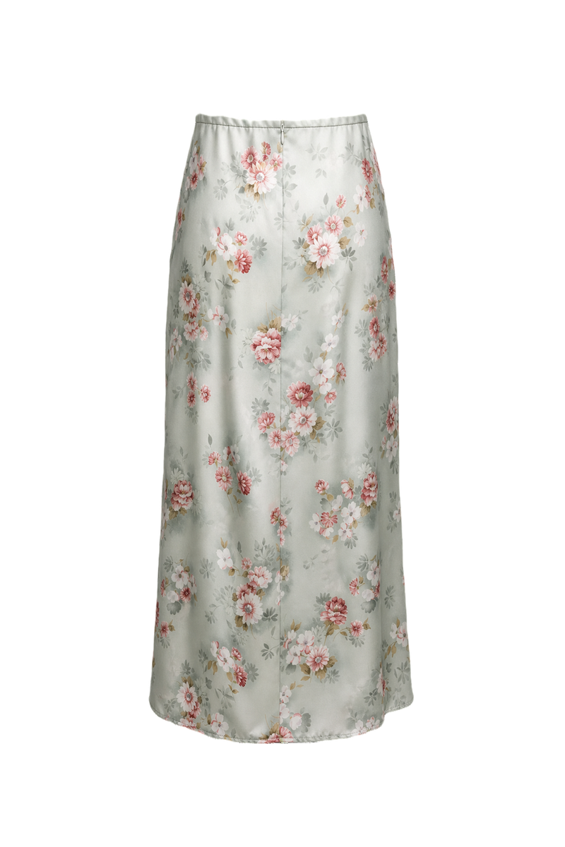 1970s Light Blue Polyester Skirt - Back View