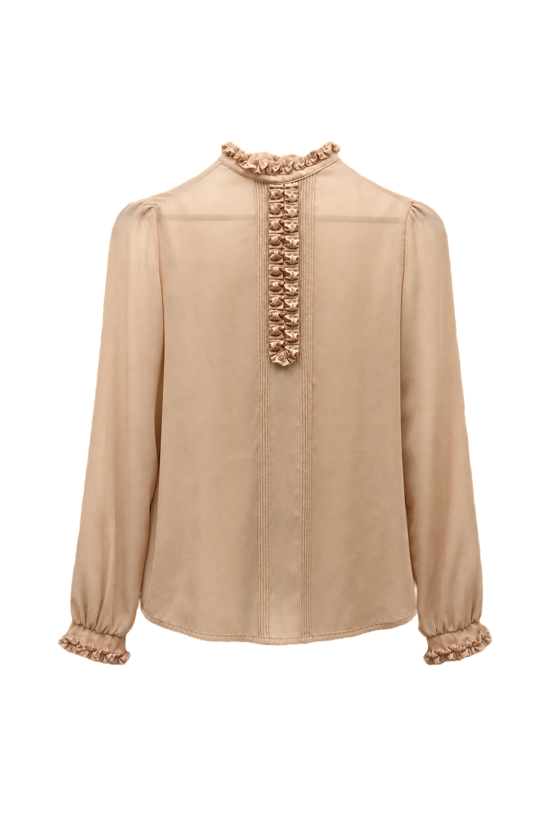 1970s Beige Silk Blouse - Back View