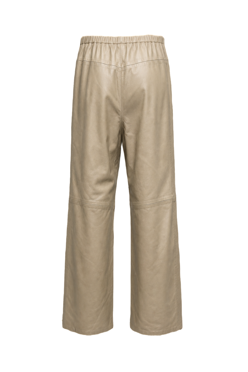 1990s Cream Leather Trousers - Back View