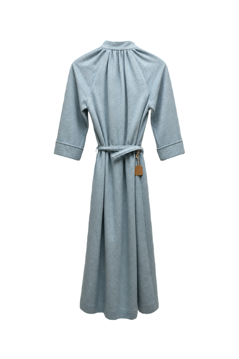1970s Light Blue Cotton Dress - Back View