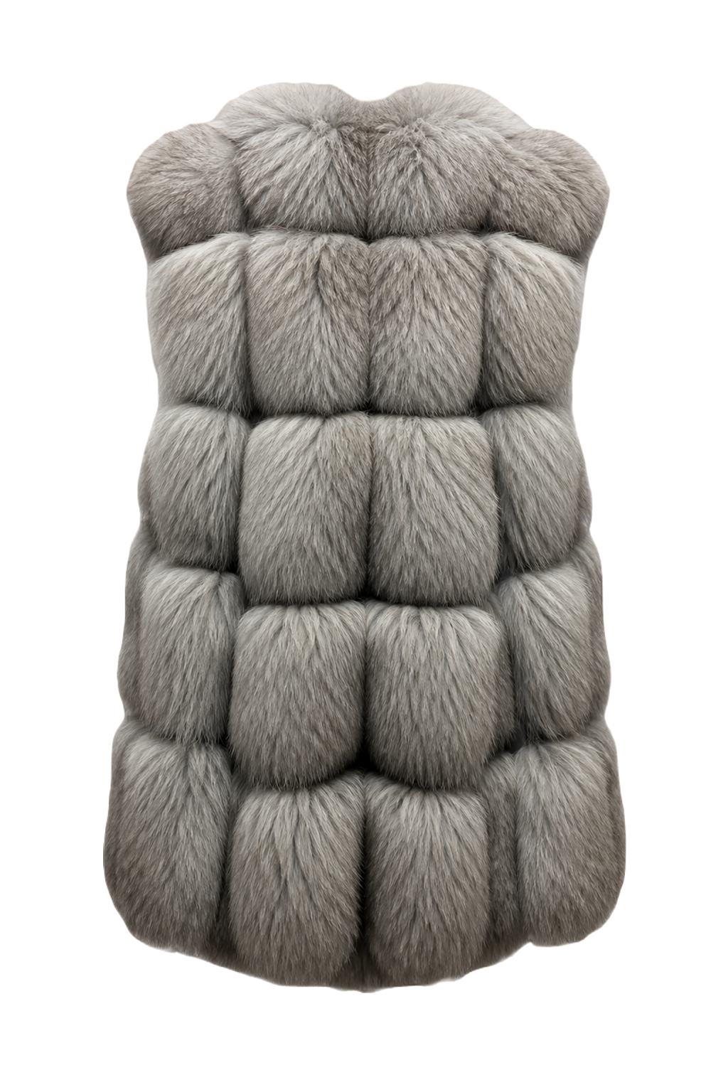 1990s Gray Fur Oversized Coat - Back View