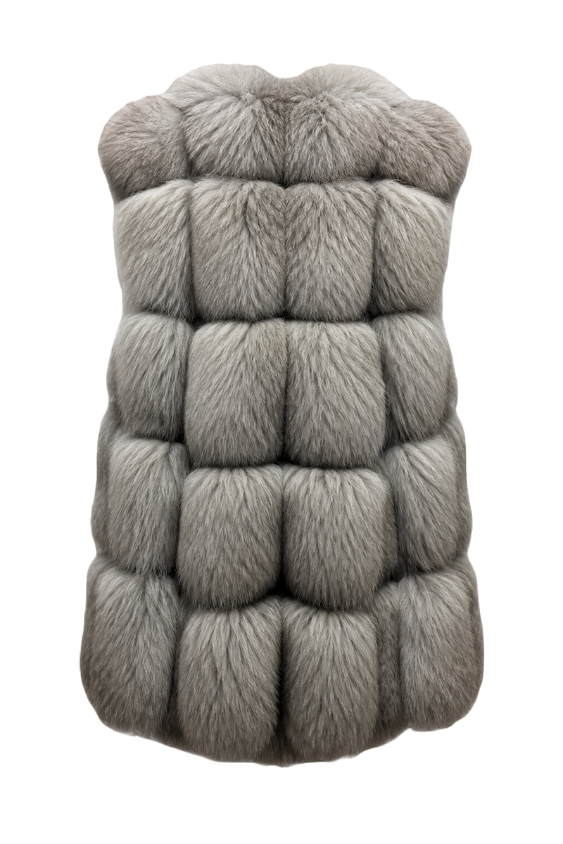 1990s Gray Fur Oversized Coat - Back View
