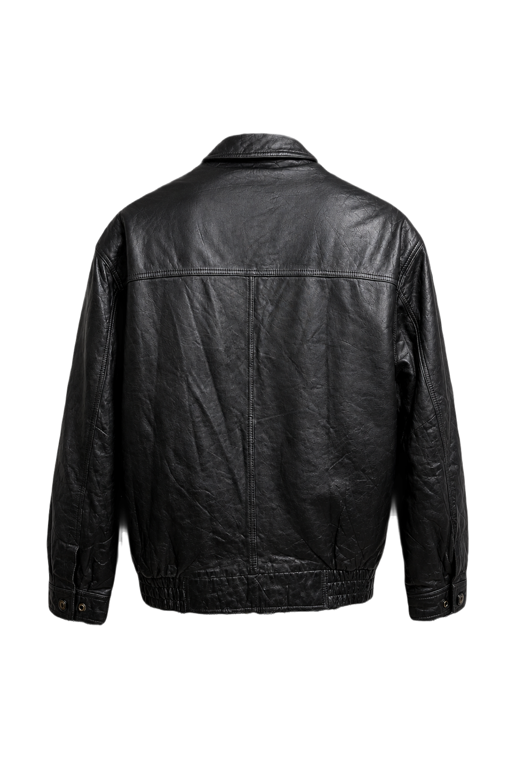 1980s Black Leather Jacket - Back View