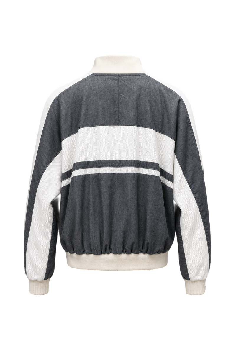 1980s Dark Grey Cotton Blend Jacket - Back View