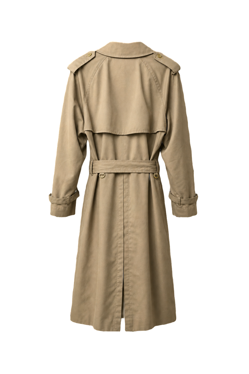 1980s Beige Cotton Trench Coat - Back View