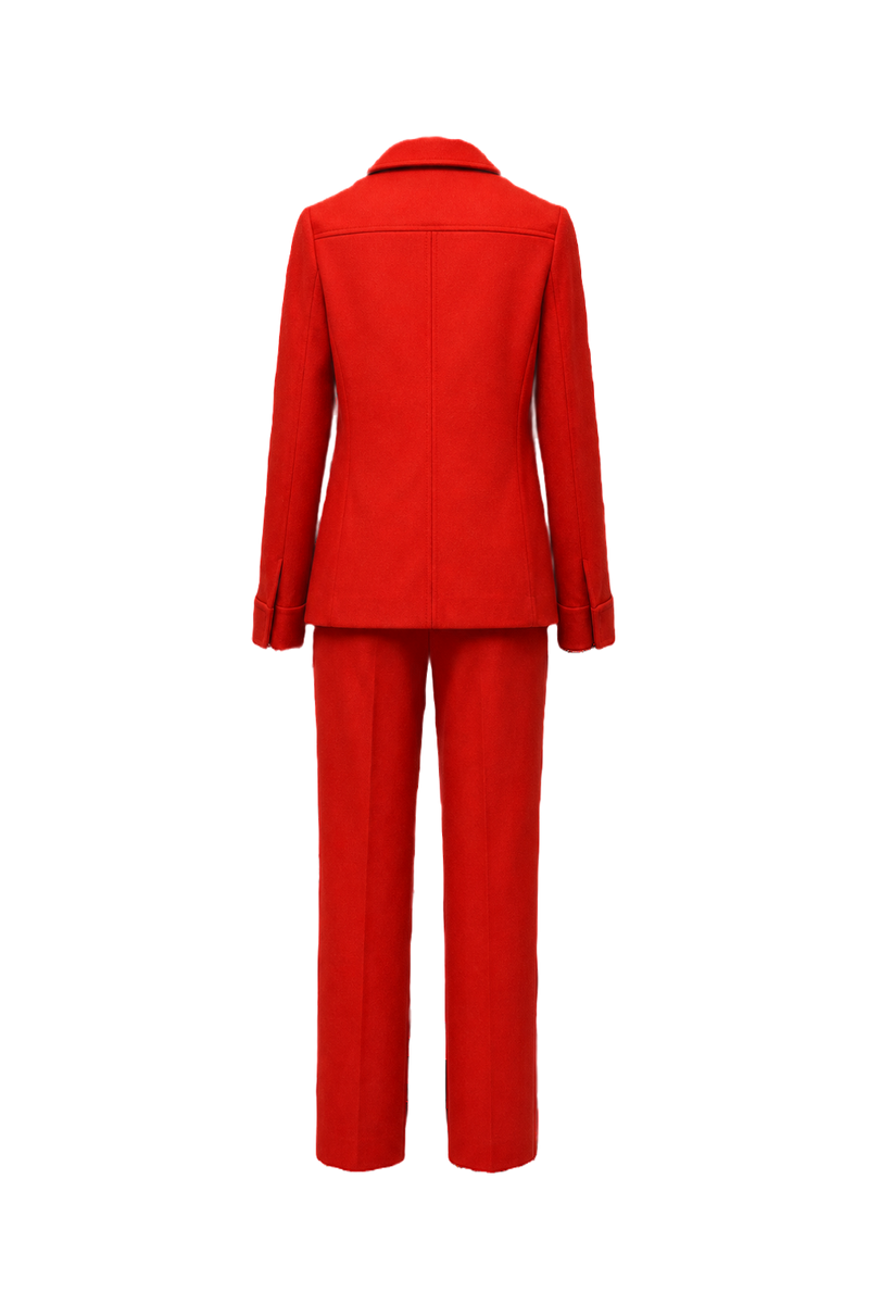 1960s Red Wool Blend Jacket and Pants Set - Back View