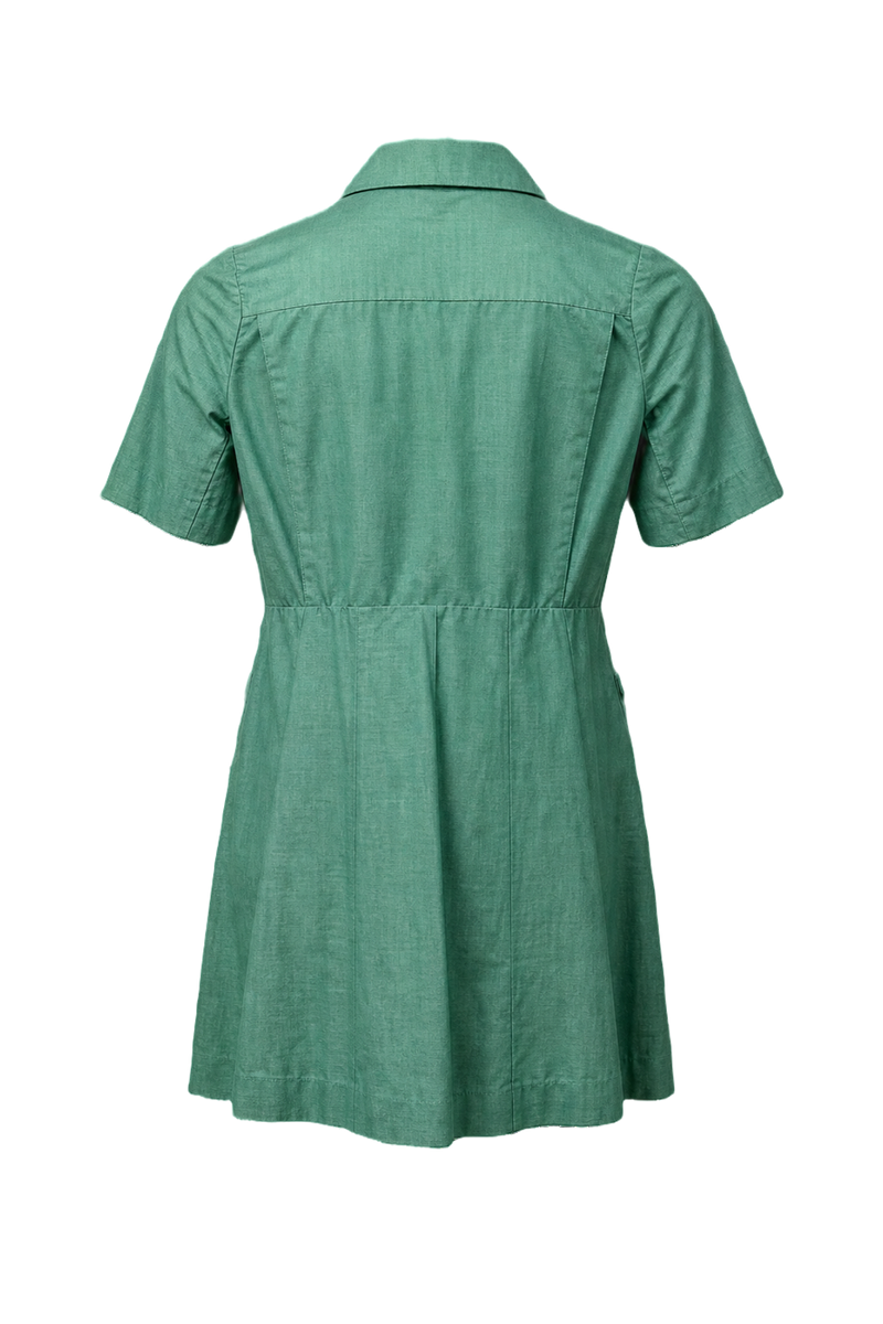 1970s Light Green Cotton Dress - Back View