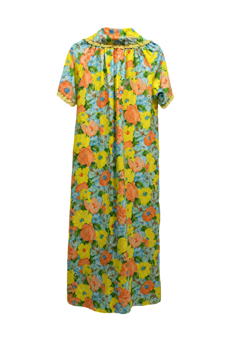 1960s Yellow Smooth Dress - Back View